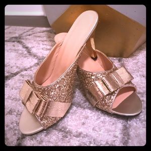 Vintage inspired glitter mules